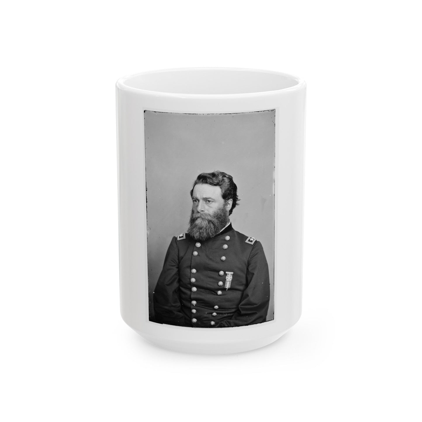 Portrait Of Maj. Gen. Joseph A. Mower, Officer Of The Federal Army (U.S. Civil War) White Coffee Mug-15oz-The Sticker Space