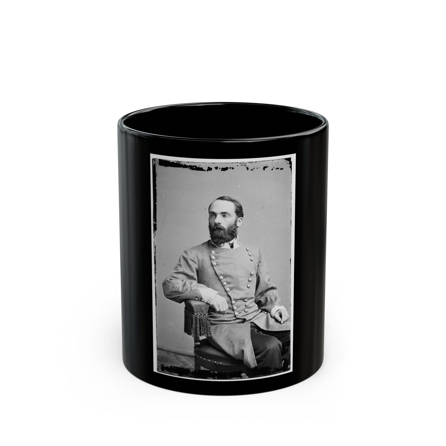 Portrait Of Maj. Gen. Joseph Wheeler, Officer Of The Confederate Army (U.S. Civil War) Black Coffee Mug-11oz-The Sticker Space