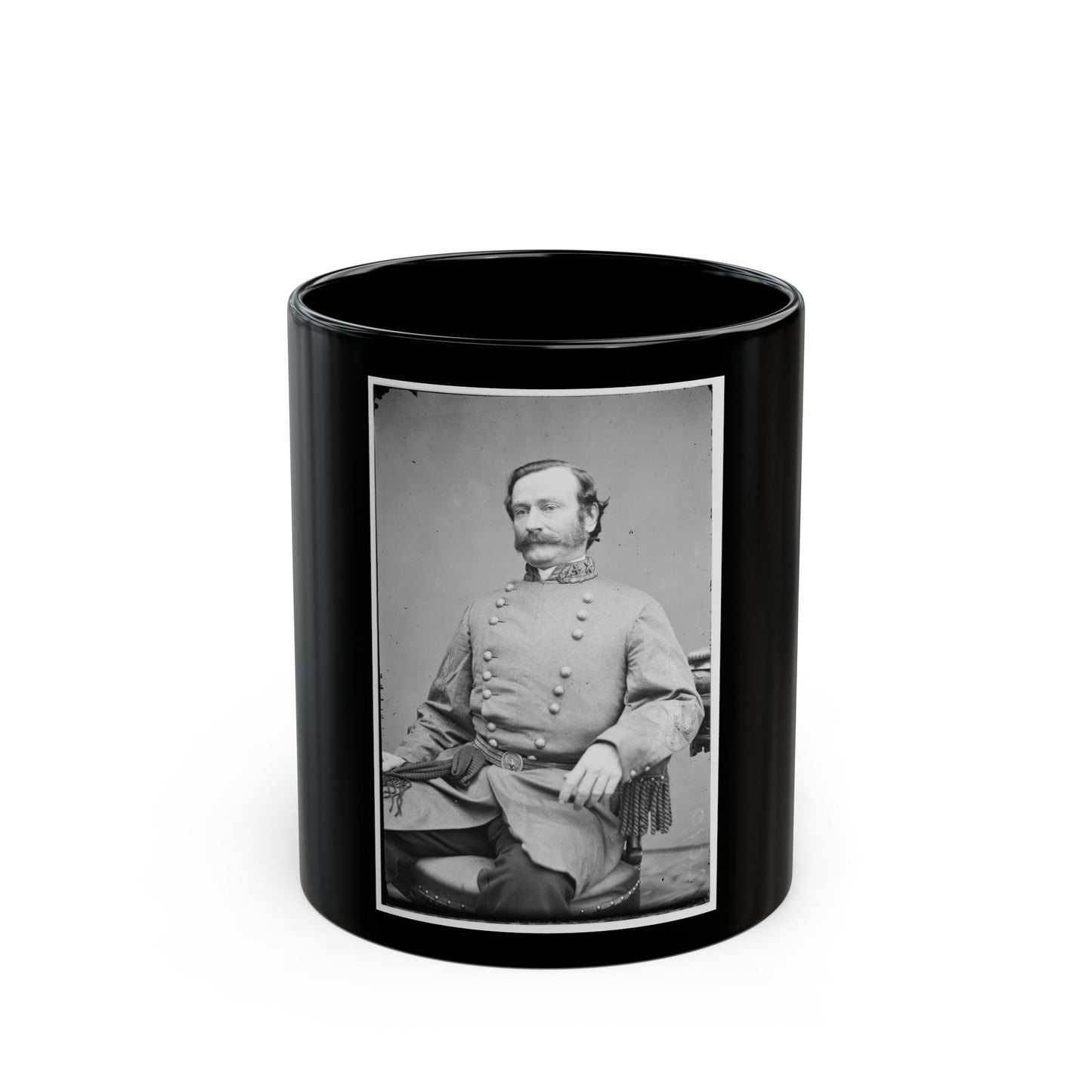 Portrait Of Maj. Gen. Mansfield Lovell, Officer Of The Confederate Army (U.S. Civil War) Black Coffee Mug-11oz-The Sticker Space