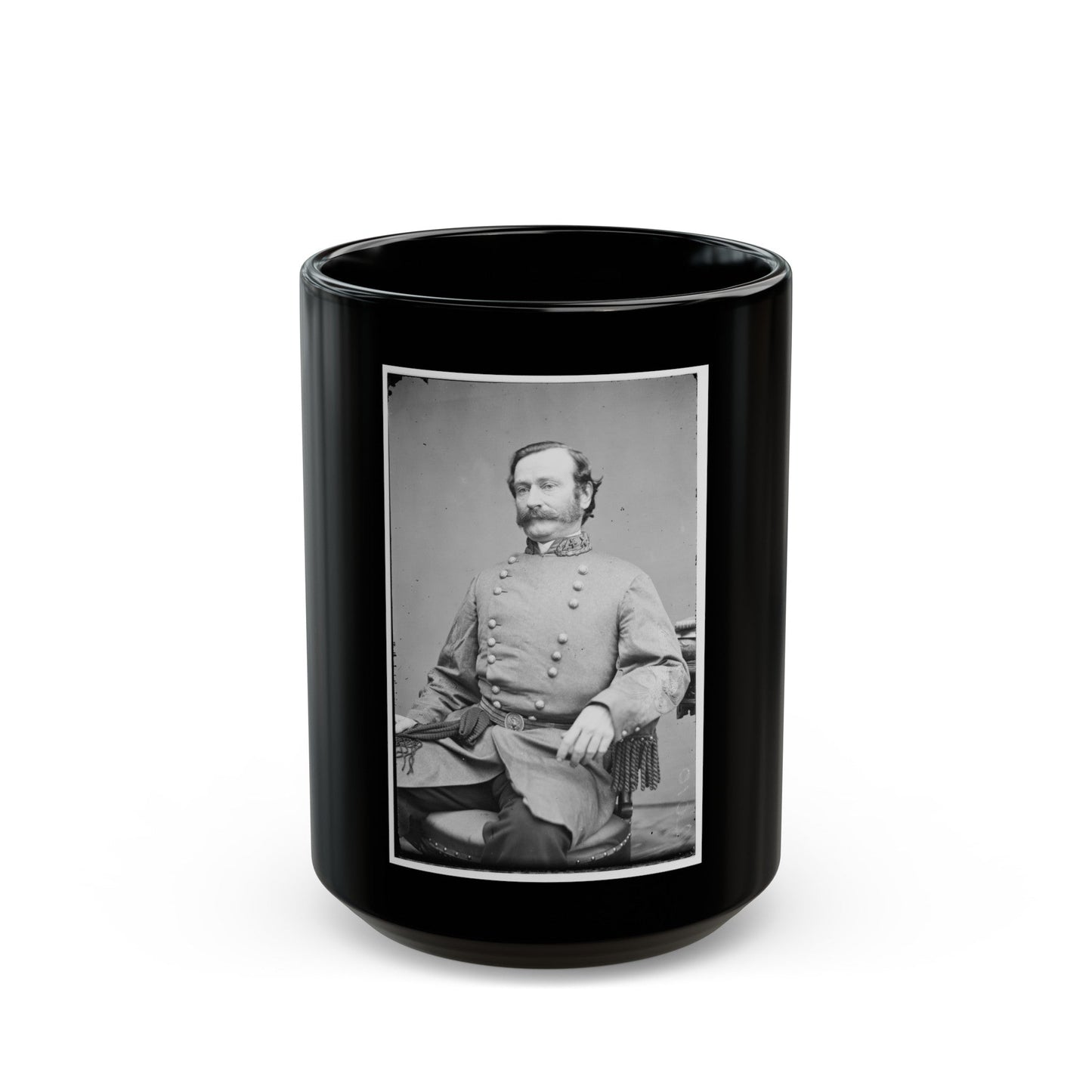 Portrait Of Maj. Gen. Mansfield Lovell, Officer Of The Confederate Army (U.S. Civil War) Black Coffee Mug-15oz-The Sticker Space