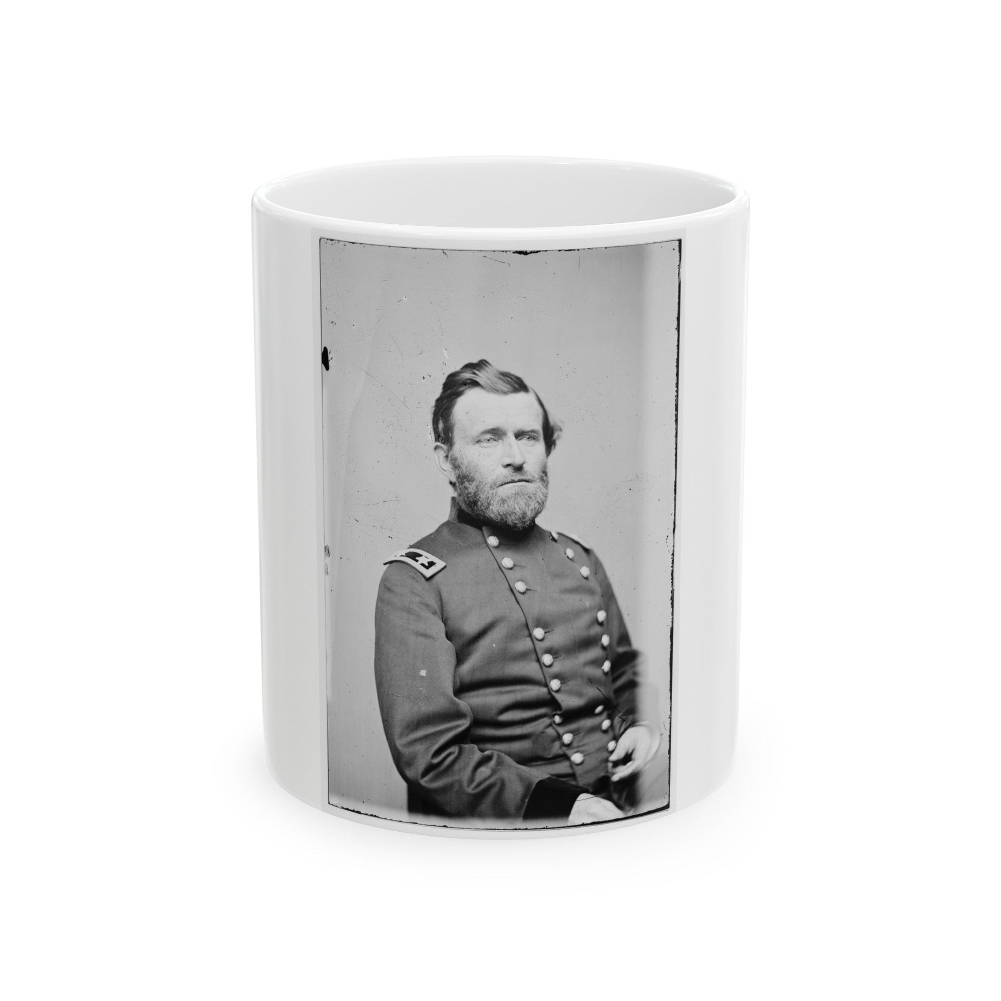 Portrait Of Maj. Gen. Ulysses S. Grant, Officer Of The Federal Army (U.S. Civil War) White Coffee Mug-11oz-The Sticker Space