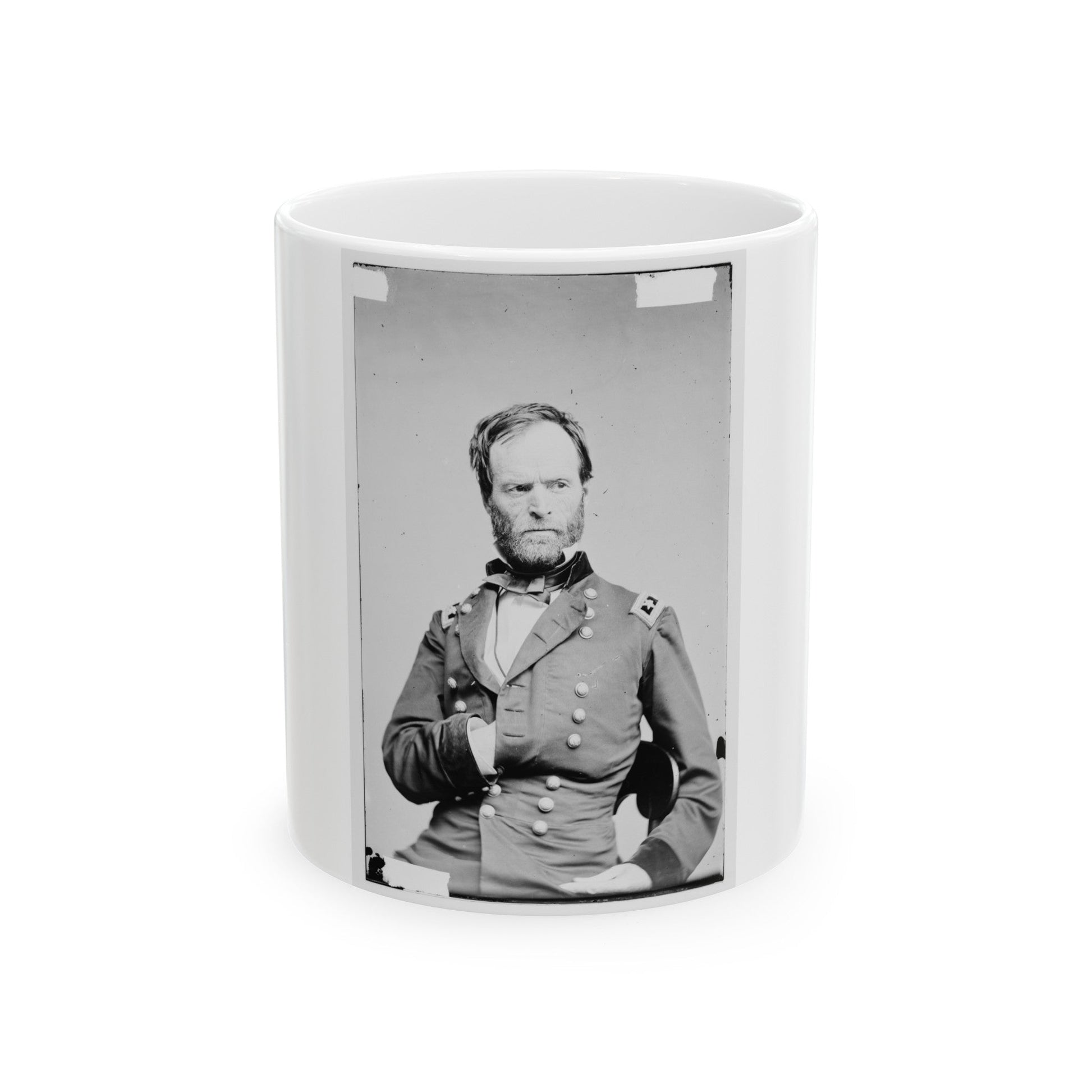 Portrait Of Maj. Gen. William T. Sherman, Officer Of The Federal Army (U.S. Civil War) White Coffee Mug-11oz-The Sticker Space