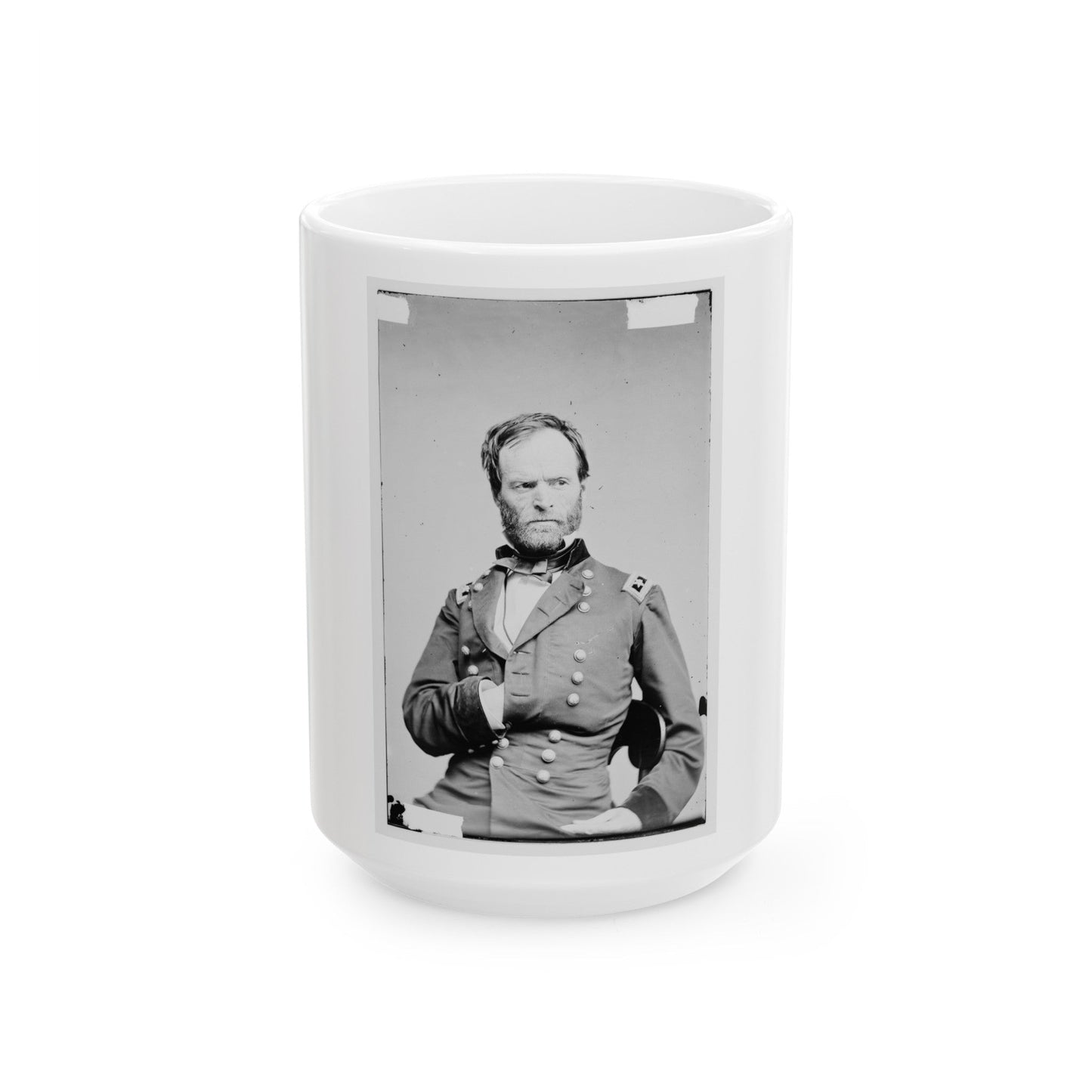 Portrait Of Maj. Gen. William T. Sherman, Officer Of The Federal Army (U.S. Civil War) White Coffee Mug-15oz-The Sticker Space