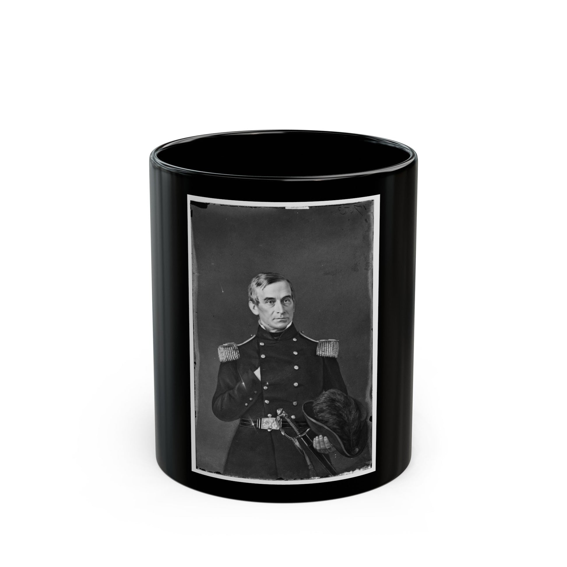 Portrait Of Maj. Robert Anderson (Brig. Gen. From May 15, 1861), Officer Of The Federal Army (U.S. Civil War) Black Coffee Mug-11oz-The Sticker Space