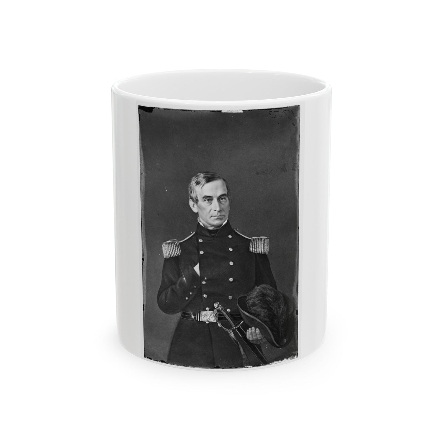 Portrait Of Maj. Robert Anderson (Brig. Gen. From May 15, 1861), Officer Of The Federal Army (U.S. Civil War) White Coffee Mug-11oz-The Sticker Space