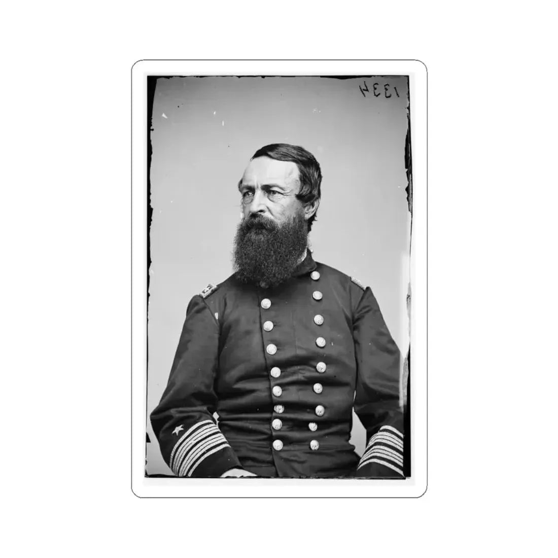 Portrait of Rear Adm. David D. Porter, Officer of the Federal Navy (U.S. Civil War) STICKER Vinyl Kiss-Cut Decal 4 Inch White - The Sticker Space