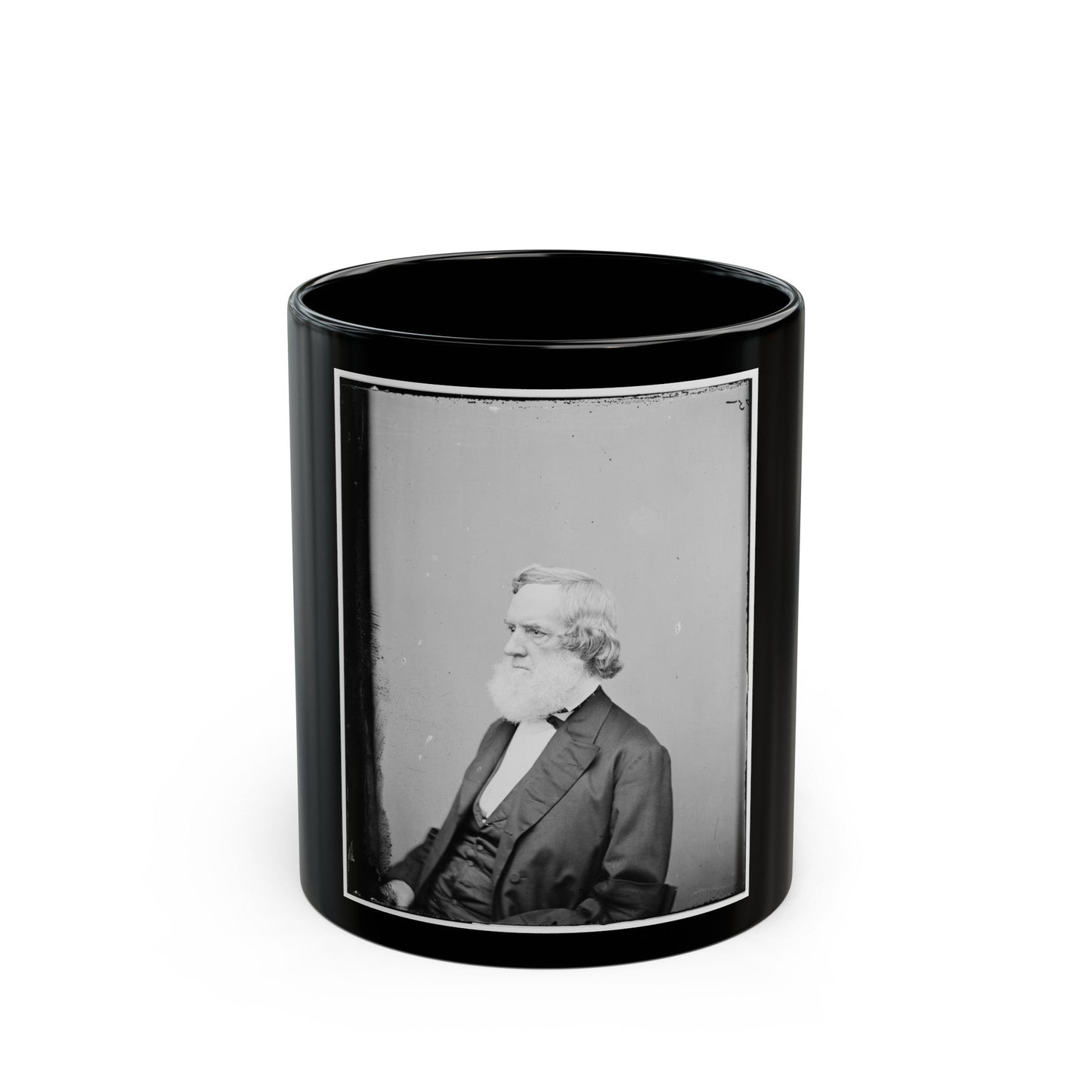 Portrait Of Secretary Of The Navy Gideon Welles, Officer Of The United States Government (U.S. Civil War) Black Coffee Mug-11oz-The Sticker Space