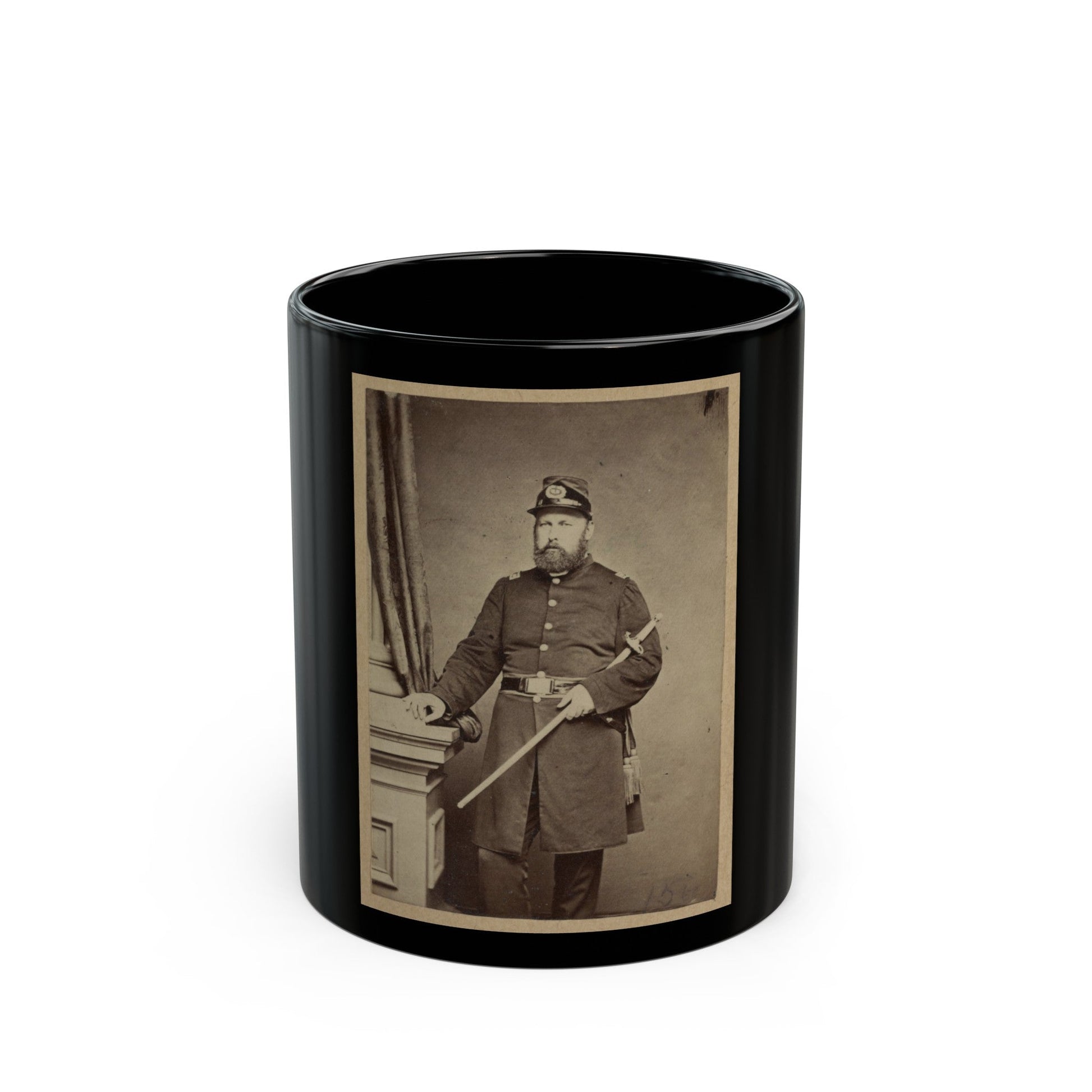 Portrait Of Union Officer Holding A Sword In His Arm (U.S. Civil War) Black Coffee Mug-11oz-The Sticker Space