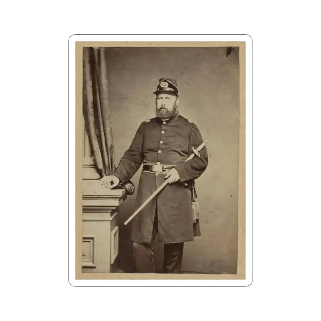 Portrait of Union Officer Holding a Sword in His Arm (U.S. Civil War) STICKER Vinyl Kiss-Cut Decal 3 Inch White - The Sticker Space
