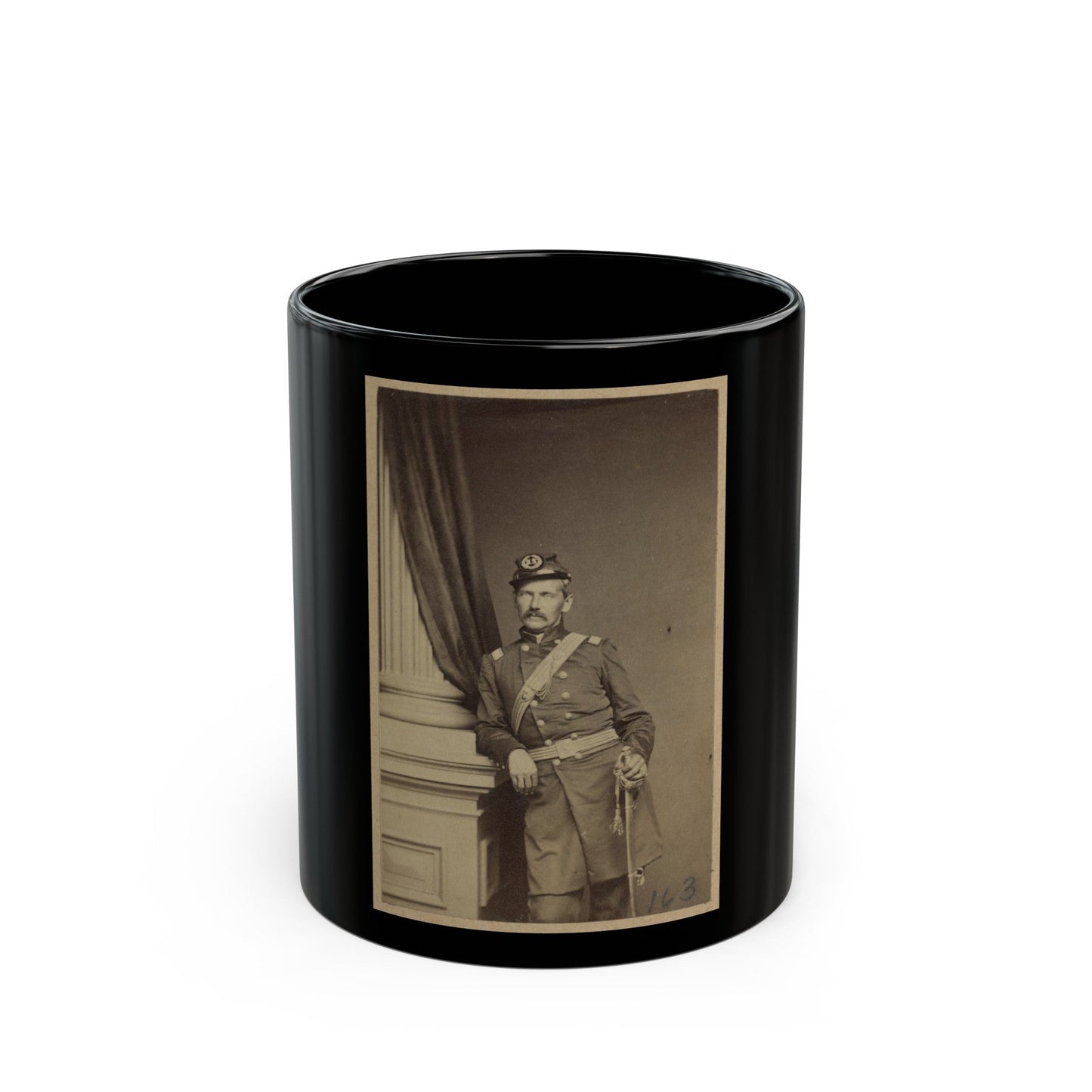 Portrait Of Union Soldier Holding A Sword (U.S. Civil War) Black Coffee Mug-11oz-The Sticker Space