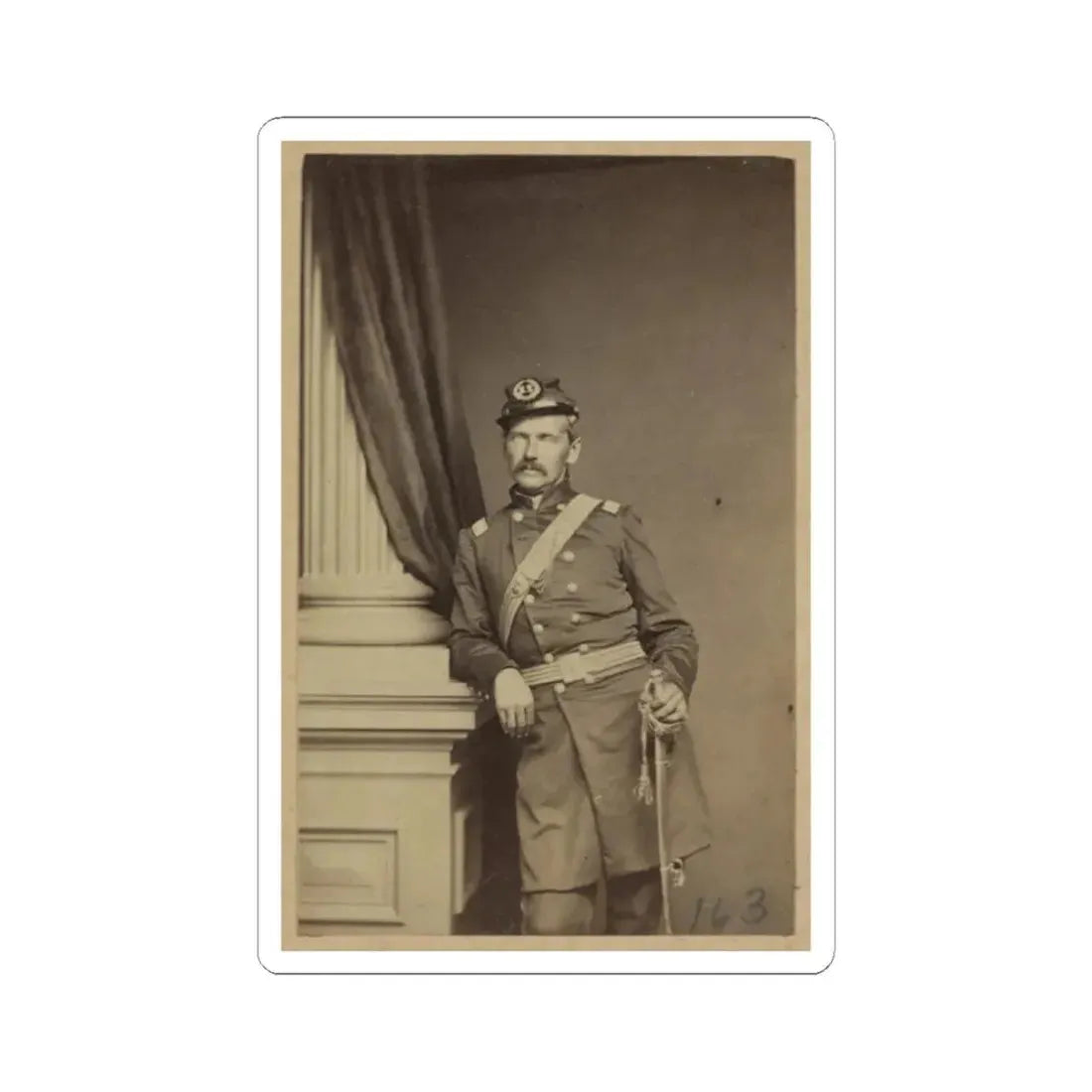 Portrait of Union Soldier Holding a Sword (U.S. Civil War) STICKER Vinyl Kiss-Cut Decal 2 Inch White - The Sticker Space