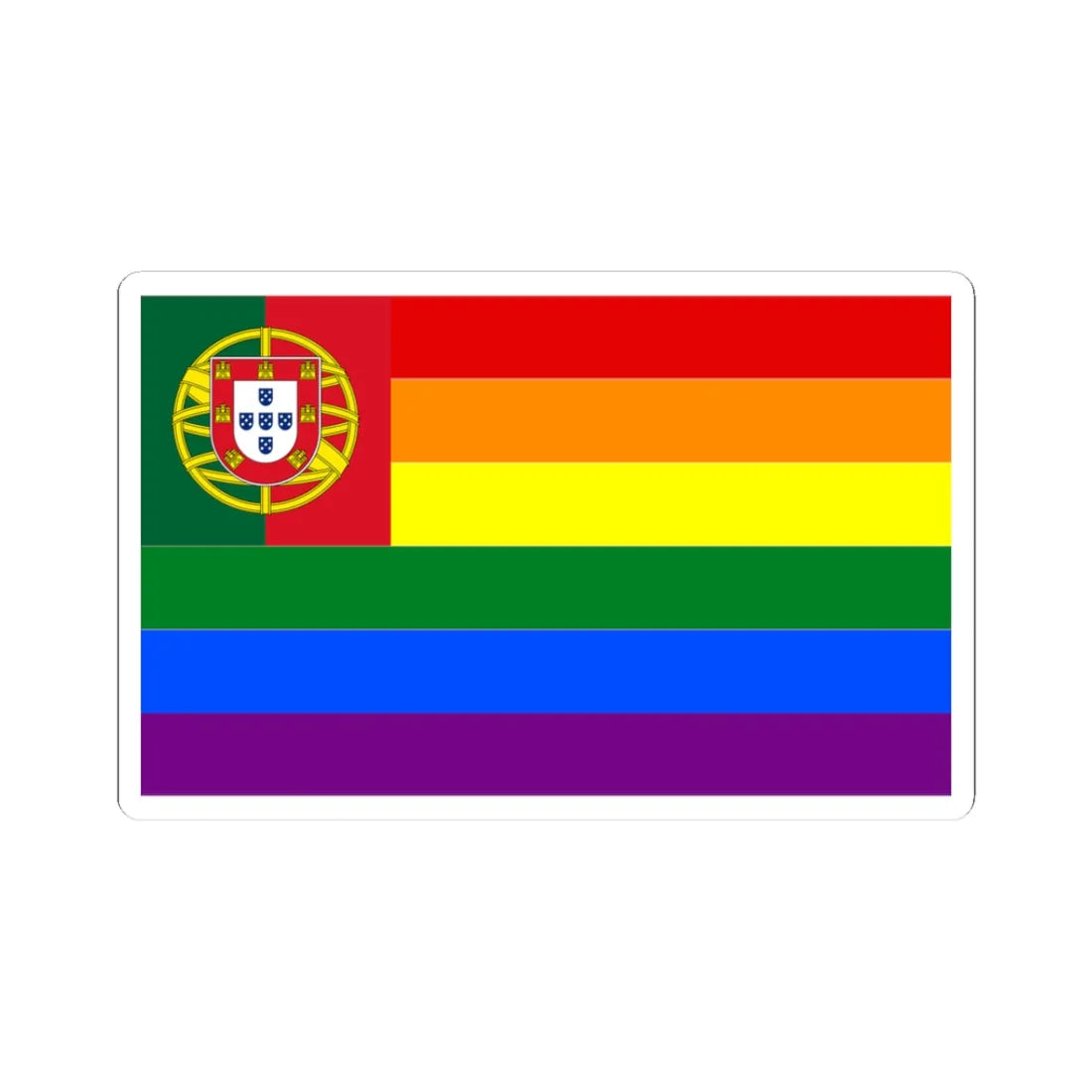 Portugal Gay flag (Portugal) STICKER Vinyl Kiss-Cut Decal 3 Inch White - The Sticker Space
