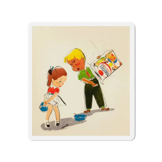 Post Toasties Corn Flake advertisement (Magazine Illustration) Refrigerator Magnet 2 Inch Die-Cut - The Sticker Space