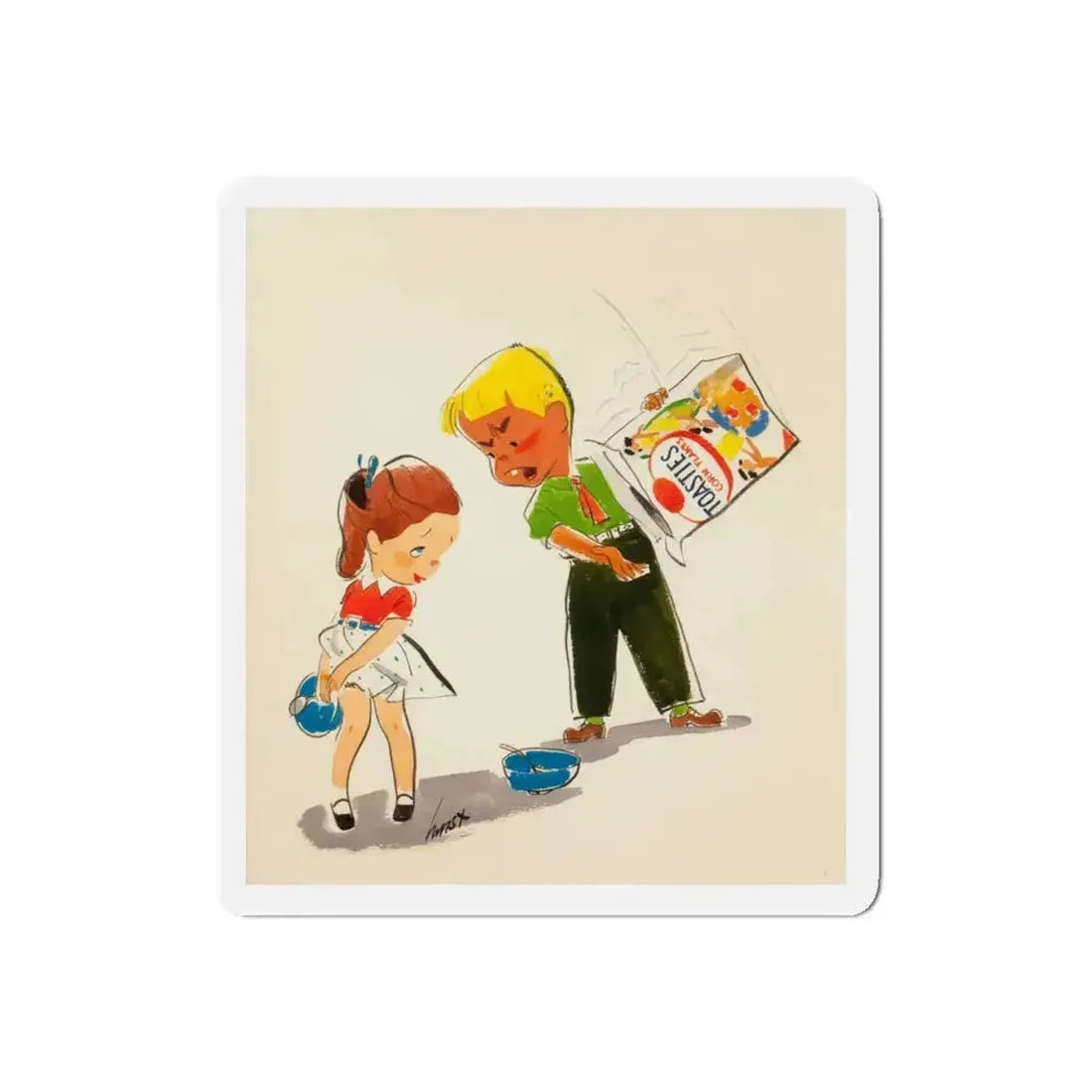 Post Toasties Corn Flake advertisement (Magazine Illustration) Refrigerator Magnet 5 Inch Die-Cut - The Sticker Space