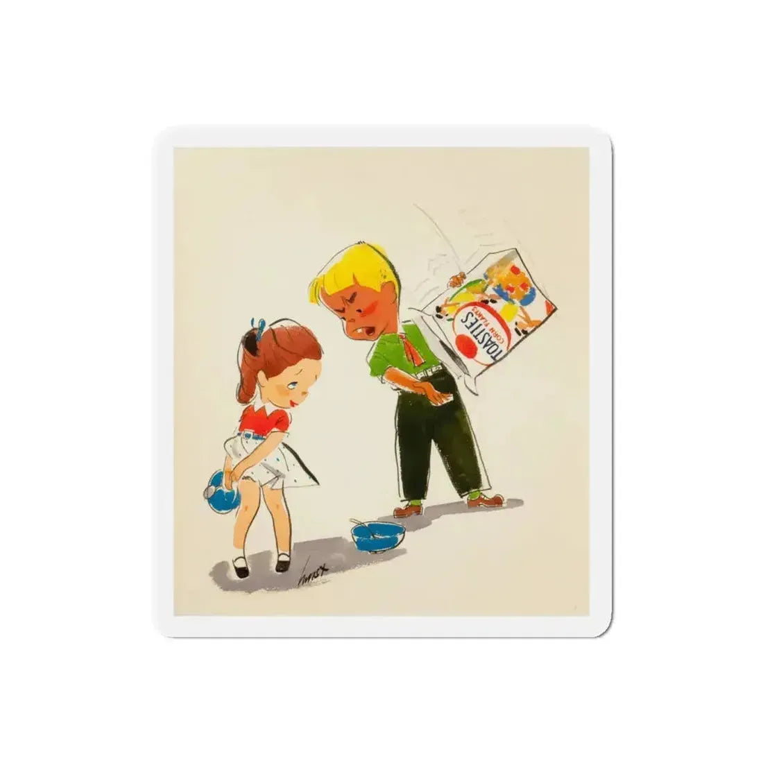 Post Toasties Corn Flake advertisement (Magazine Illustration) Refrigerator Magnet 6 Inch Die-Cut - The Sticker Space