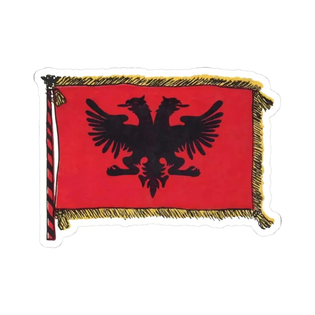 Postcard flag by Spiridon Ilo 1920 (Albania) STICKER Vinyl Kiss-Cut Decal 3 Inch White - The Sticker Space