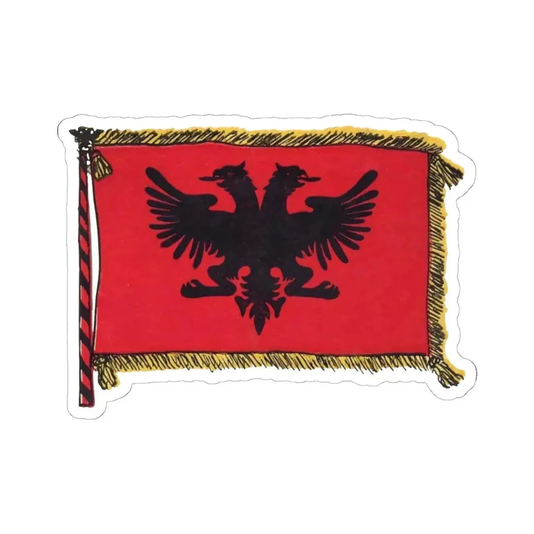 Postcard flag by Spiridon Ilo 1920 (Albania) STICKER Vinyl Kiss-Cut Decal 6 Inch White - The Sticker Space
