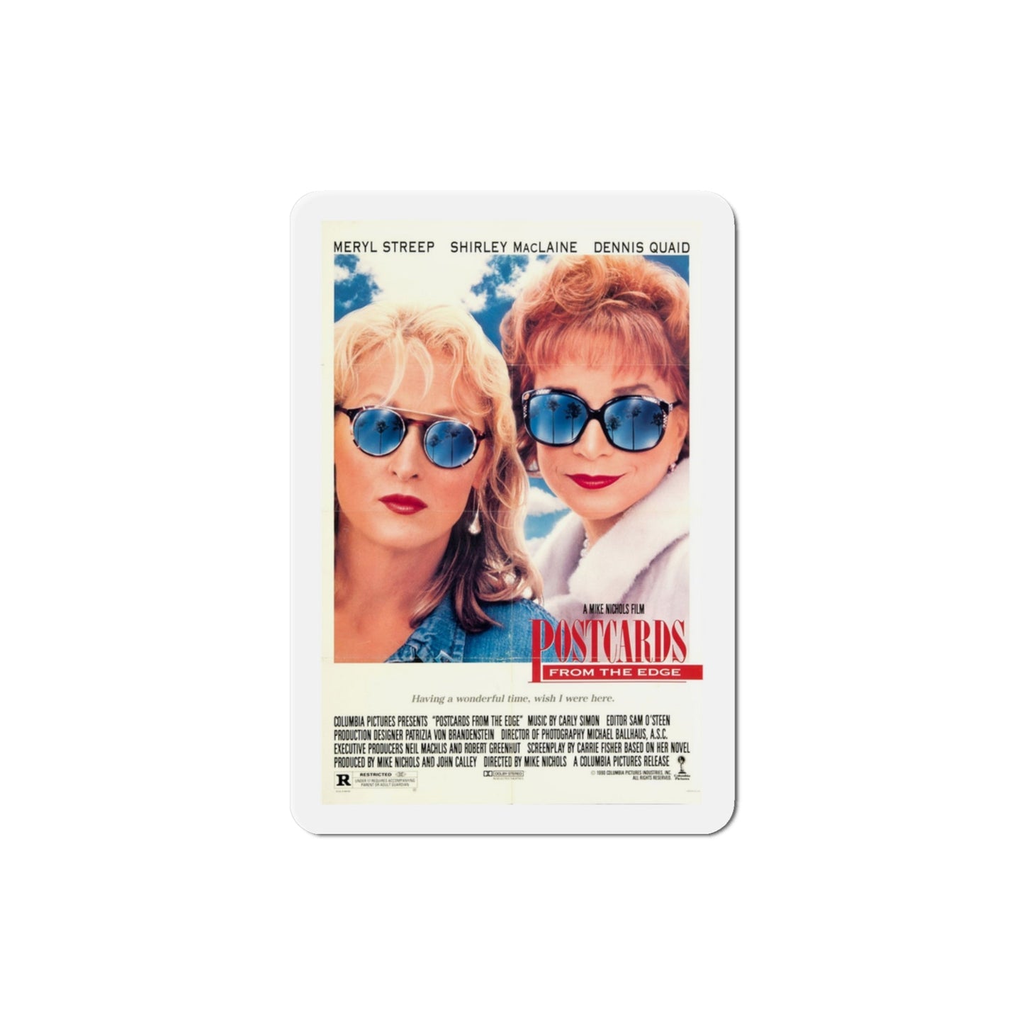 Postcards from the Edge 1990 Movie Poster Die-Cut Magnet-3" x 3"-The Sticker Space