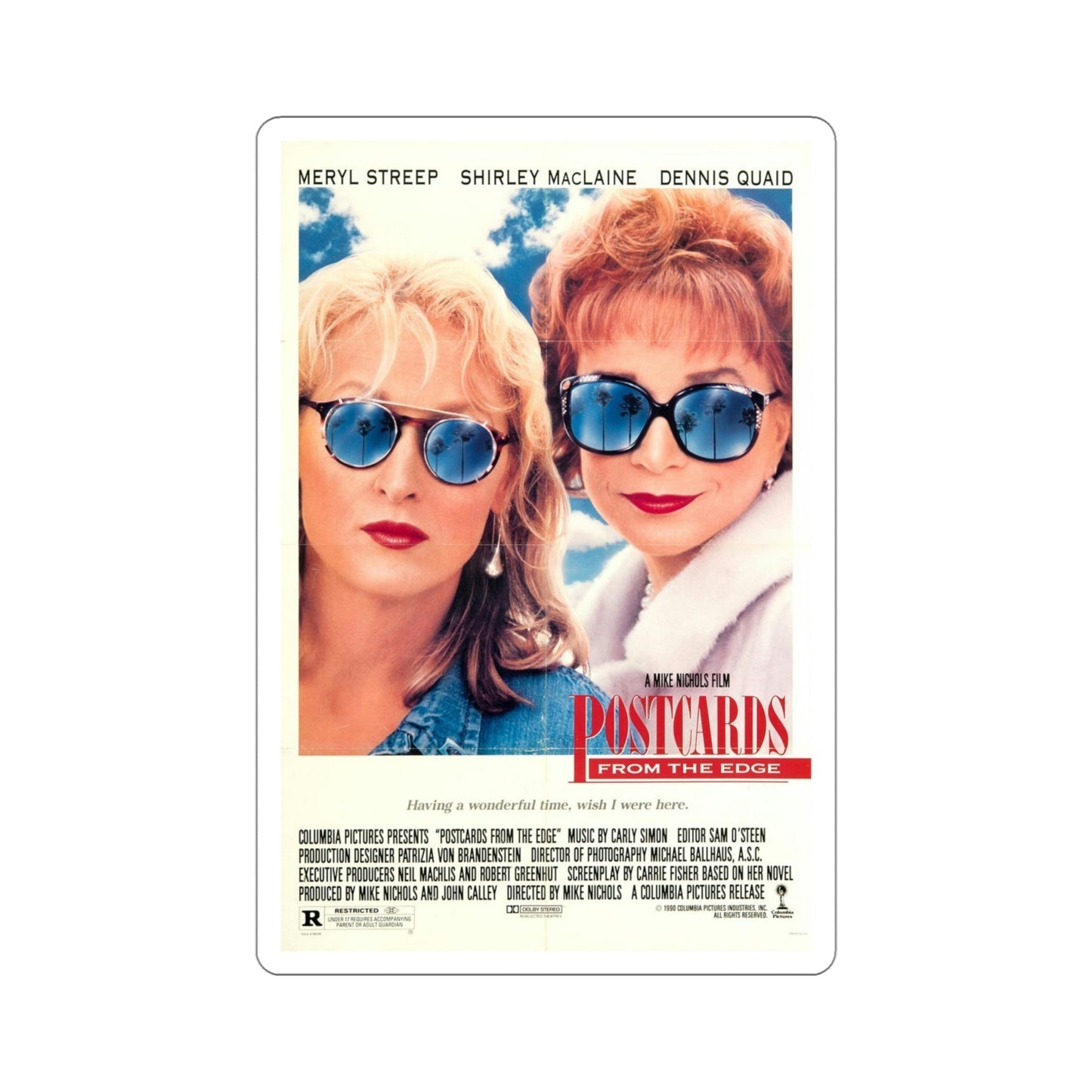 Postcards from the Edge 1990 Movie Poster STICKER Vinyl Die-Cut Decal-5 Inch-The Sticker Space