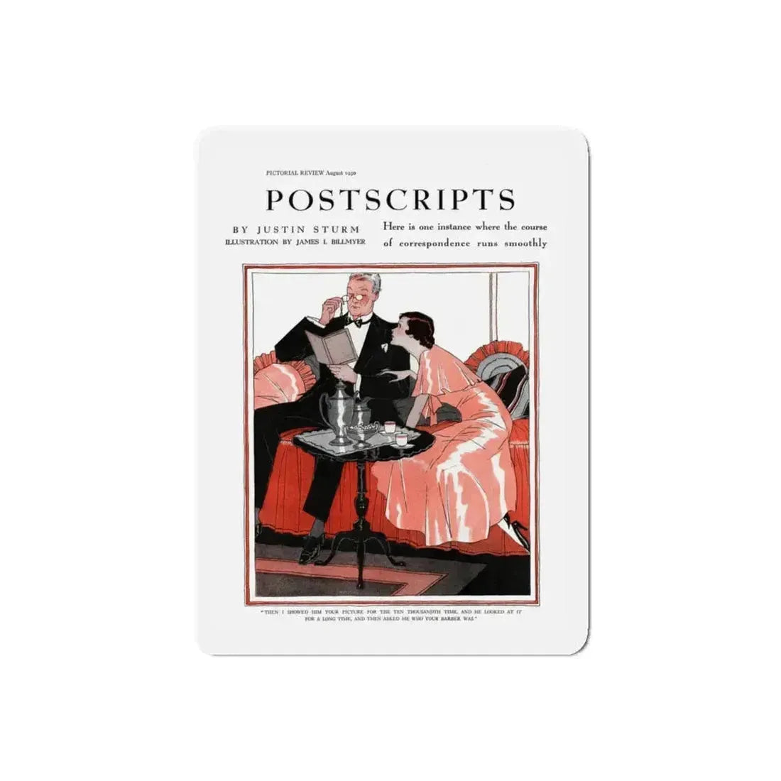 Postcripts, Pictorial Review, August 1930 (Magazine Illustration) Refrigerator Magnet 5 Inch Die-Cut - The Sticker Space