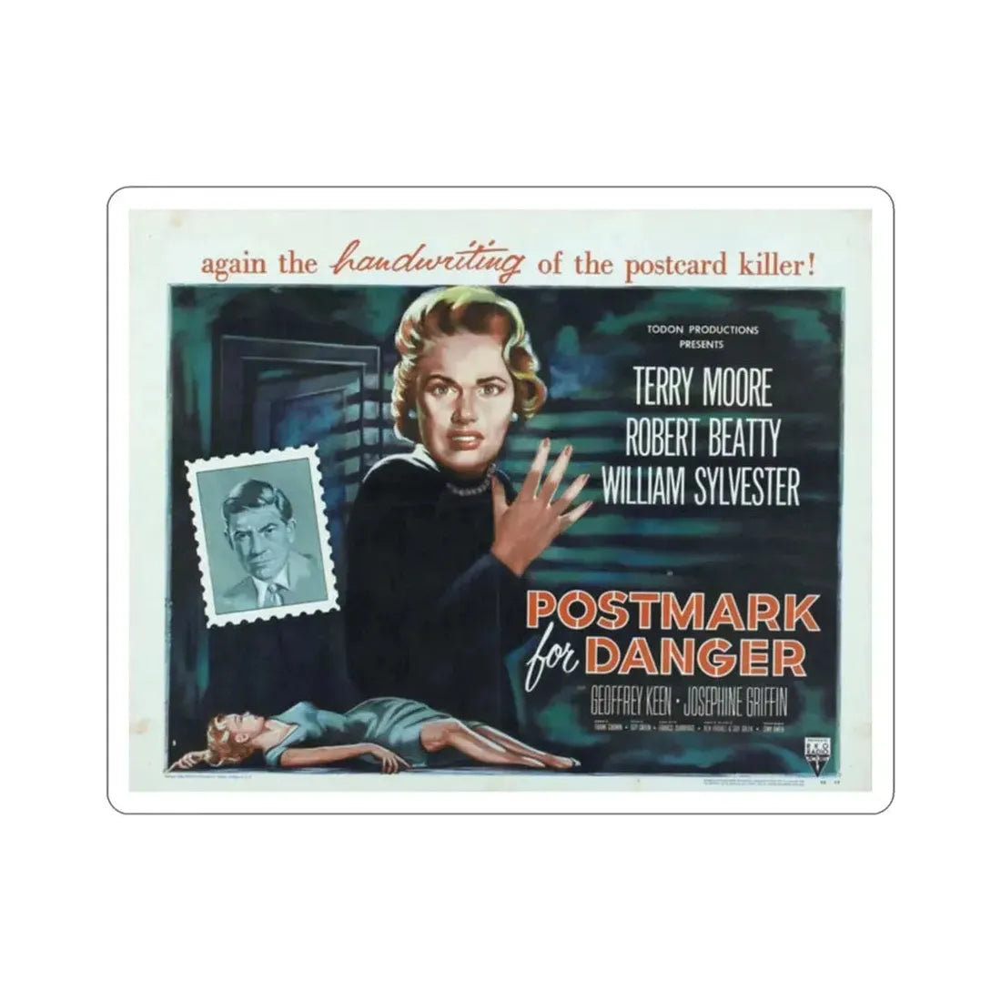 Postmark for Danger 1955 Movie Poster STICKER Vinyl Die-Cut Decal 2 Inch - The Sticker Space