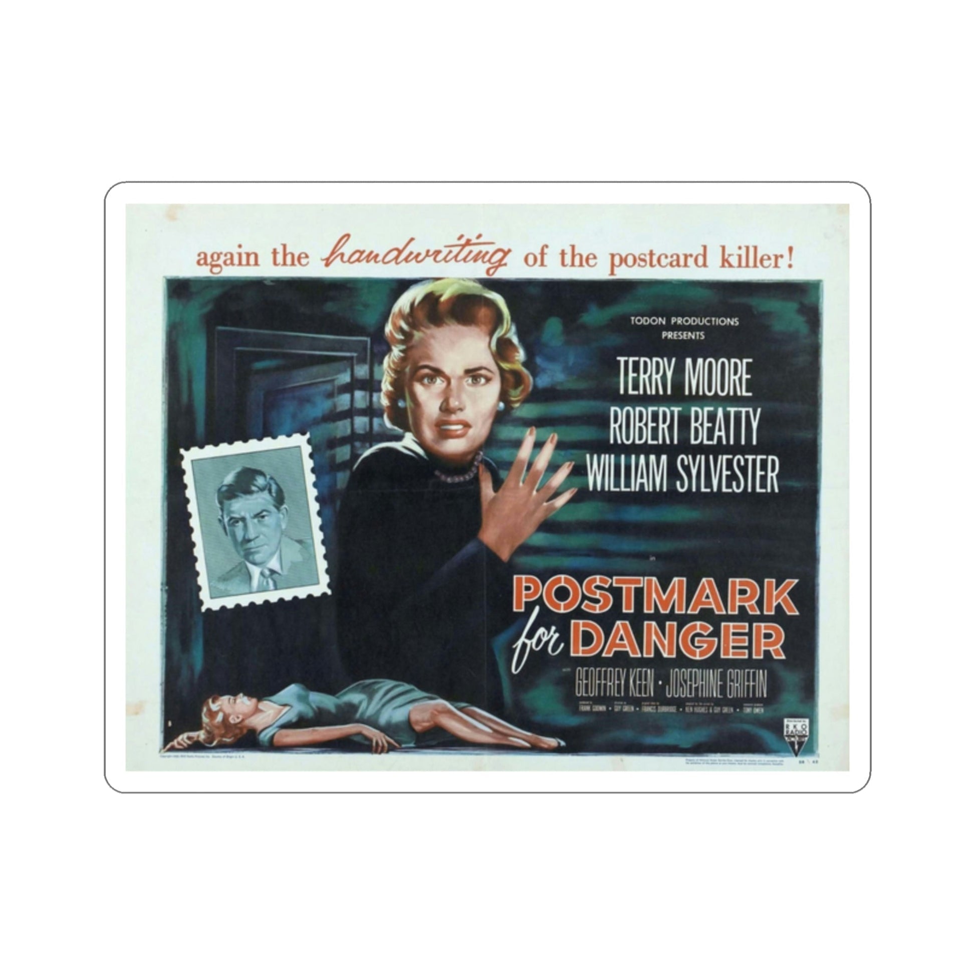 Postmark for Danger 1955 Movie Poster STICKER Vinyl Die-Cut Decal-2 Inch-The Sticker Space