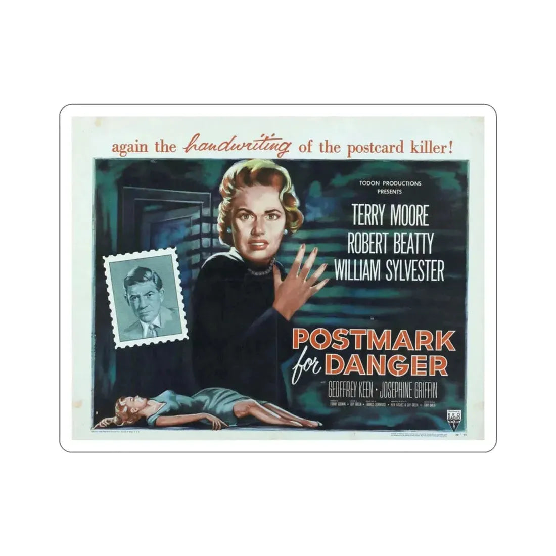 Postmark for Danger 1955 Movie Poster STICKER Vinyl Die-Cut Decal 3 Inch - The Sticker Space