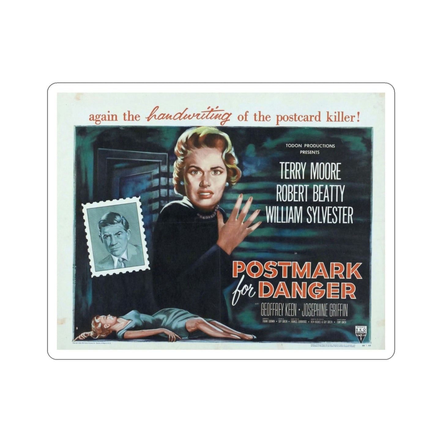 Postmark for Danger 1955 Movie Poster STICKER Vinyl Die-Cut Decal-3 Inch-The Sticker Space