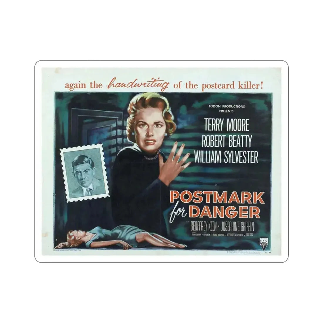 Postmark for Danger 1955 Movie Poster STICKER Vinyl Die-Cut Decal 4 Inch - The Sticker Space
