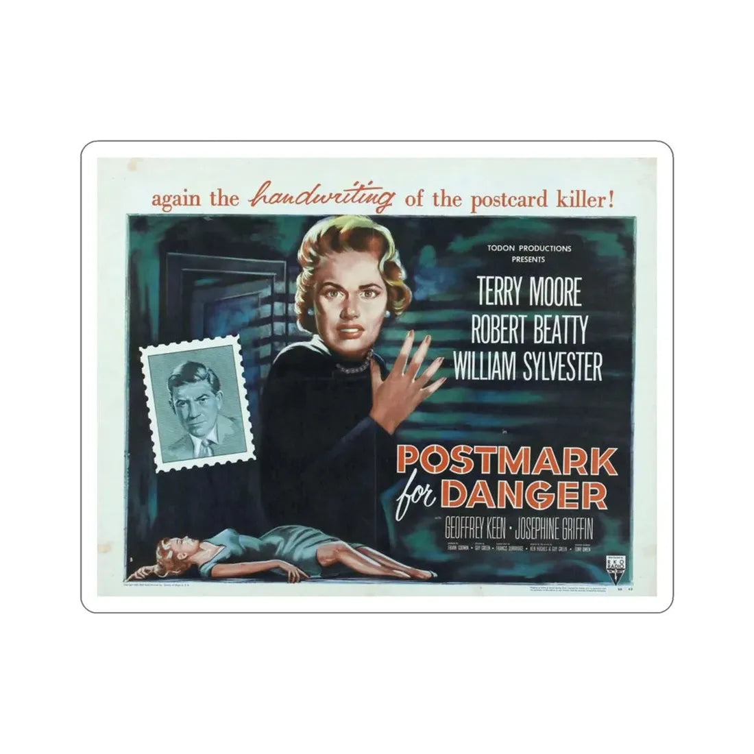 Postmark for Danger 1955 Movie Poster STICKER Vinyl Die-Cut Decal - The Sticker Space