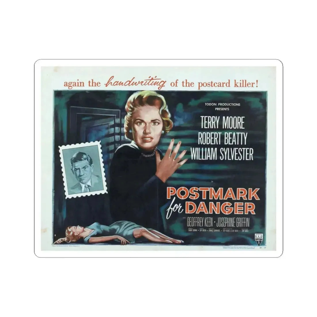 Postmark for Danger 1955 Movie Poster - STICKER Vinyl Kiss-Cut Decal 3 Inch White - The Sticker Space