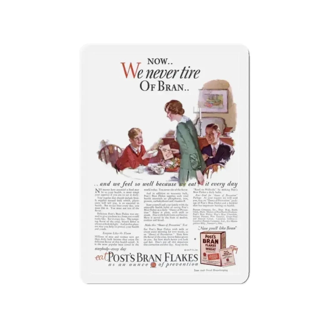 Postum ad, Good Housekeeping, June 1927 (Magazine Illustration) Refrigerator Magnet 2 Inch Die-Cut - The Sticker Space