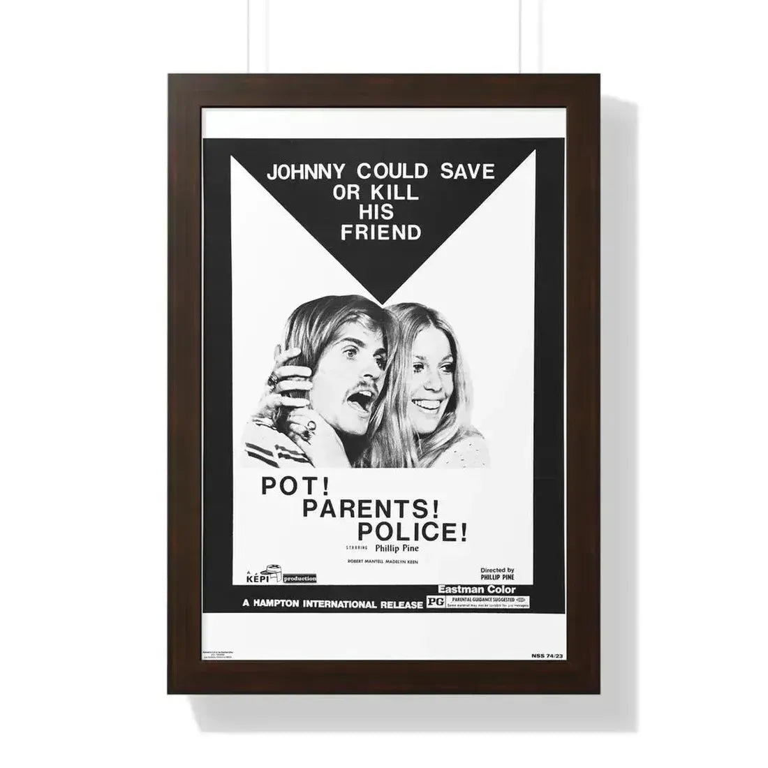 POT! PARENTS! POLICE! 1972 - Framed Movie Poster 16″ x 24″ Walnut - The Sticker Space