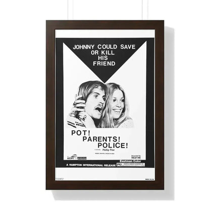 POT! PARENTS! POLICE! 1972 - Framed Movie Poster 16″ x 24″ Walnut - The Sticker Space