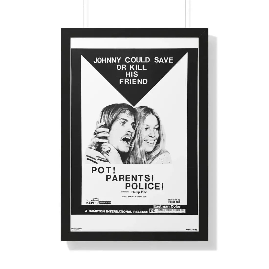 POT! PARENTS! POLICE! 1972 - Framed Movie Poster 20" x 30" Black - The Sticker Space