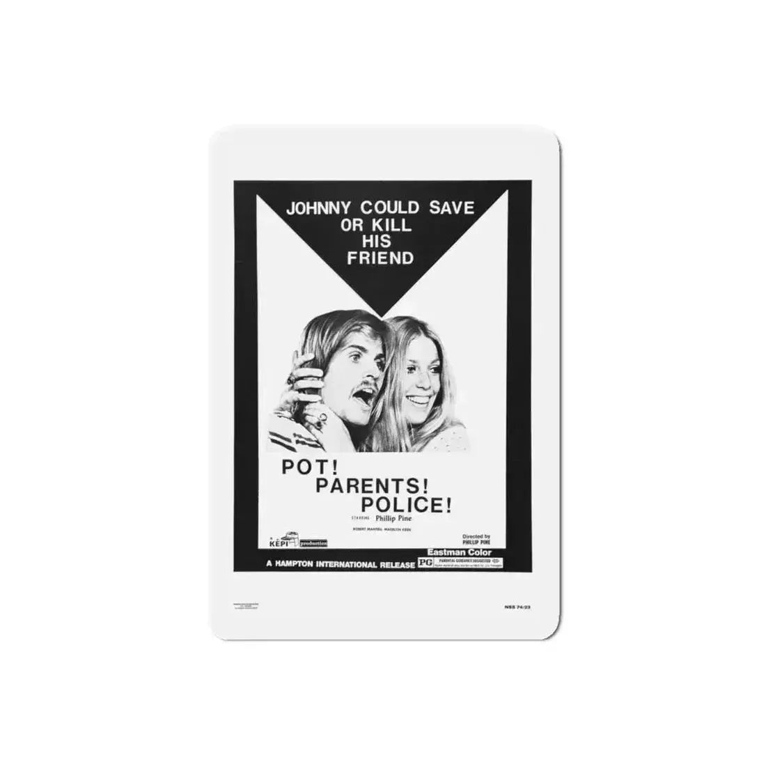 POT! PARENTS! POLICE! 1972 Movie Poster - Refrigerator Magnet 6 Inch Die-Cut - The Sticker Space
