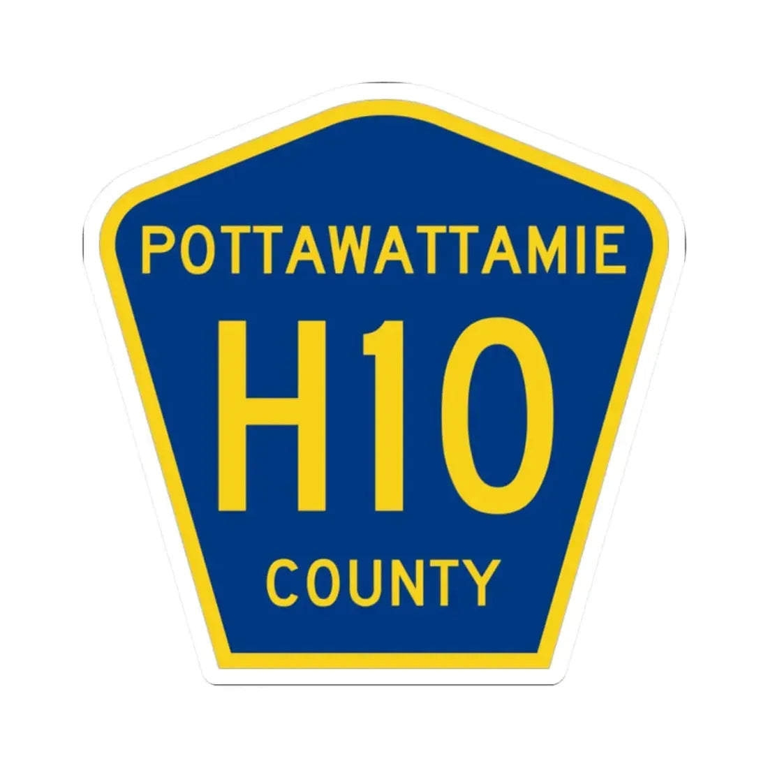 Pottawattamie County H10 (Iowa) (Road Sign) STICKER Vinyl Kiss-Cut Decal 2 Inch White - The Sticker Space