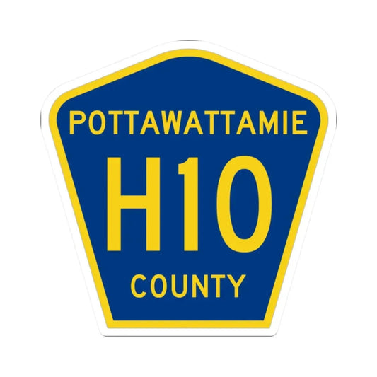 Pottawattamie County H10 (Iowa) (Road Sign) STICKER Vinyl Kiss-Cut Decal 2 Inch White - The Sticker Space