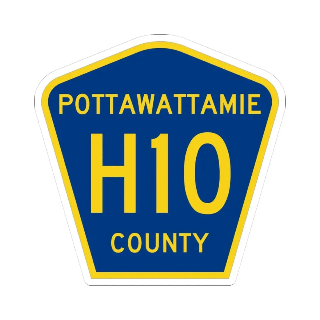 Pottawattamie County H10 (Iowa) (Road Sign) STICKER Vinyl Kiss-Cut Decal 3 Inch White - The Sticker Space