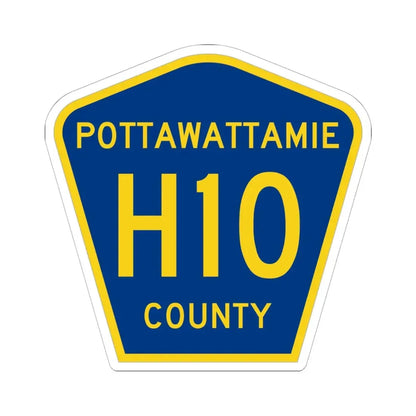 Pottawattamie County H10 (Iowa) (Road Sign) STICKER Vinyl Kiss-Cut Decal 6 Inch White - The Sticker Space