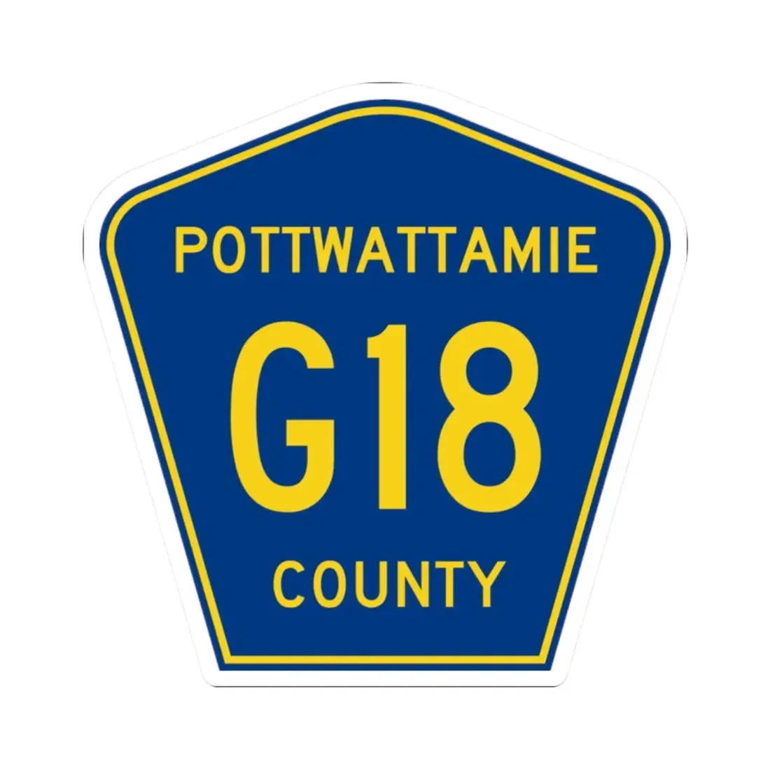Pottawattamie County Route G18 IA (Iowa) (Road Sign) STICKER Vinyl Kiss-Cut Decal 2 Inch White - The Sticker Space