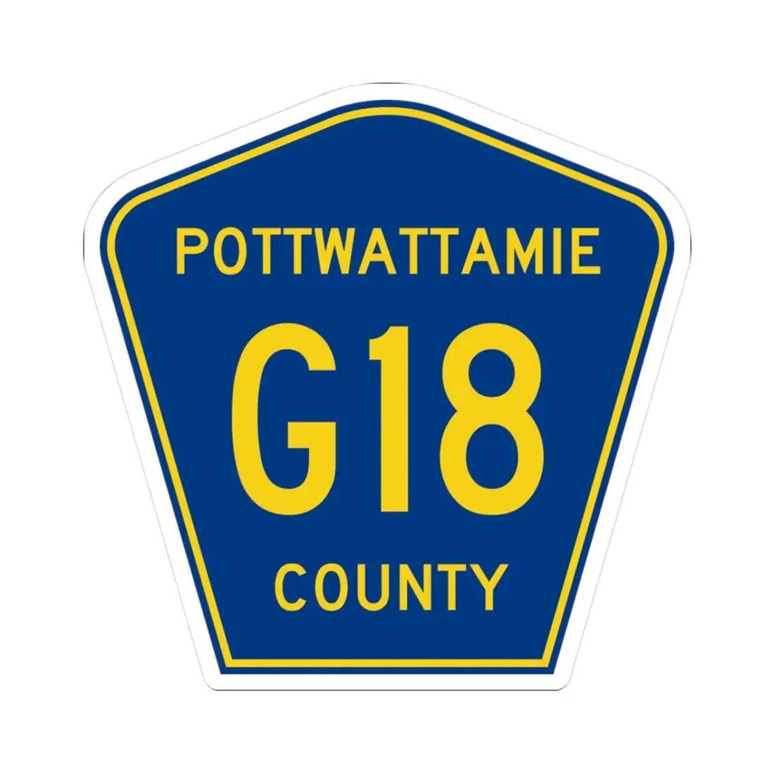 Pottawattamie County Route G18 IA (Iowa) (Road Sign) STICKER Vinyl Kiss-Cut Decal 3 Inch White - The Sticker Space