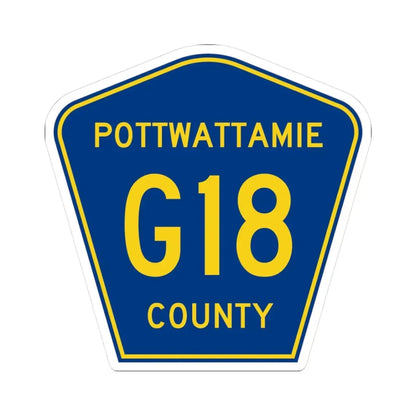 Pottawattamie County Route G18 IA (Iowa) (Road Sign) STICKER Vinyl Kiss-Cut Decal 3 Inch White - The Sticker Space