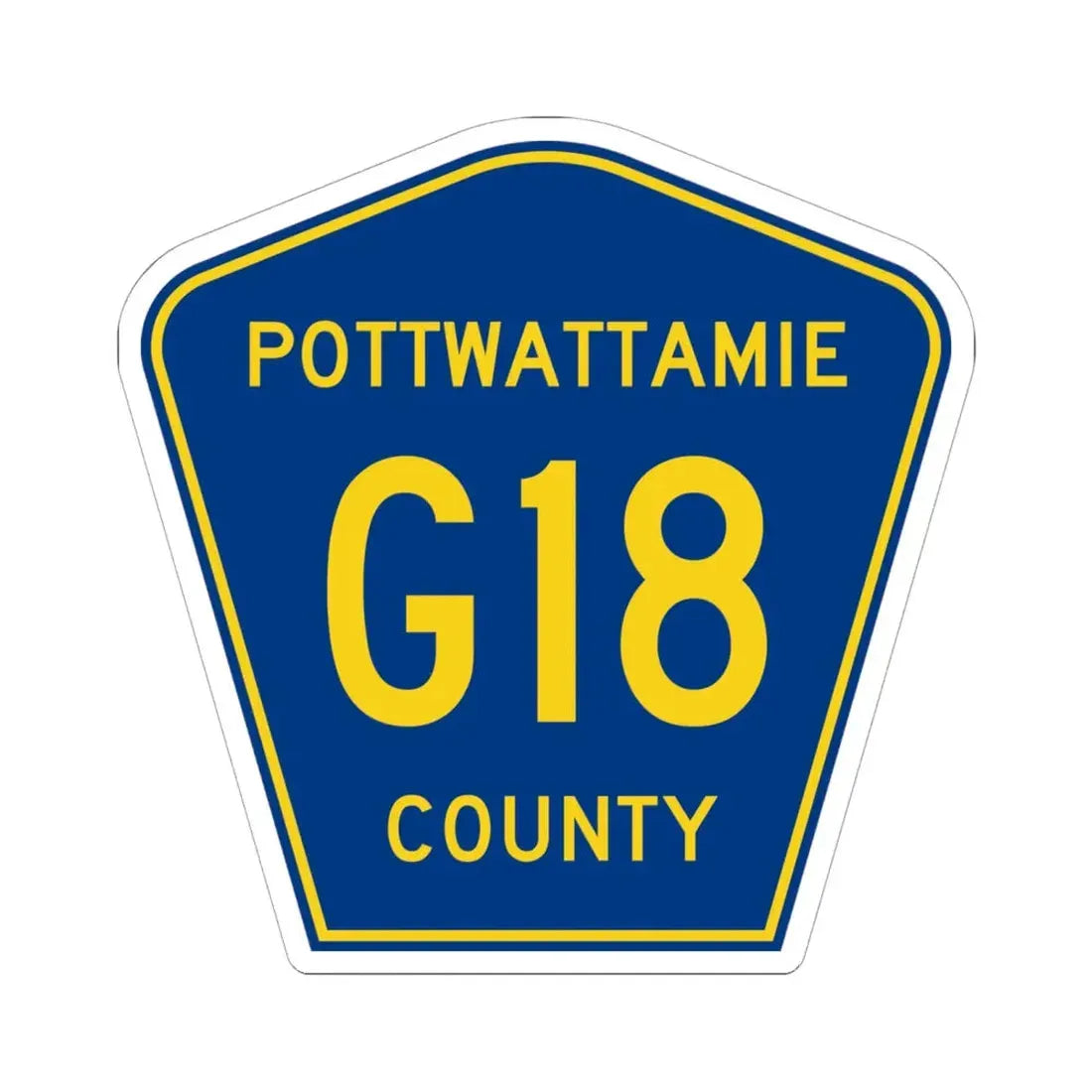 Pottawattamie County Route G18 IA (Iowa) (Road Sign) STICKER Vinyl Kiss-Cut Decal 6 Inch White - The Sticker Space