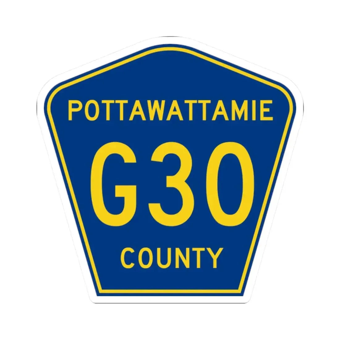 Pottawattamie County Route G30 IA (Iowa) (Road Sign) STICKER Vinyl Kiss-Cut Decal 2 Inch White - The Sticker Space