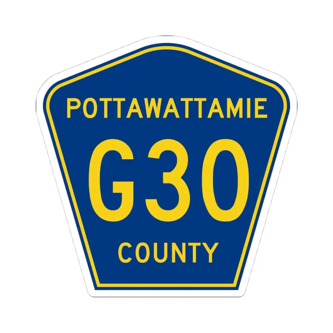 Pottawattamie County Route G30 IA (Iowa) (Road Sign) STICKER Vinyl Kiss-Cut Decal 4 Inch White - The Sticker Space