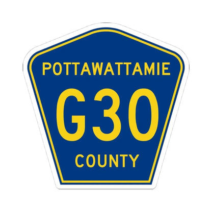 Pottawattamie County Route G30 IA (Iowa) (Road Sign) STICKER Vinyl Kiss-Cut Decal 4 Inch White - The Sticker Space