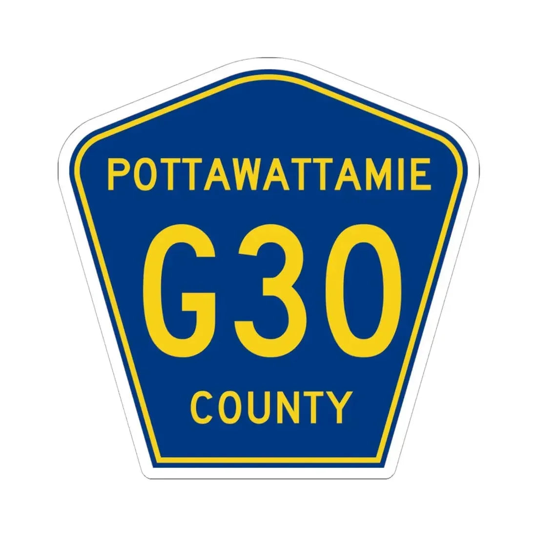 Pottawattamie County Route G30 IA (Iowa) (Road Sign) STICKER Vinyl Kiss-Cut Decal 6 Inch White - The Sticker Space