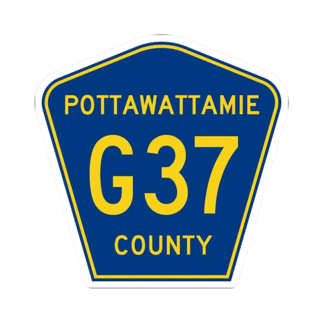 Pottawattamie County Route G37 IA (Iowa) (Road Sign) STICKER Vinyl Kiss-Cut Decal 2 Inch White - The Sticker Space