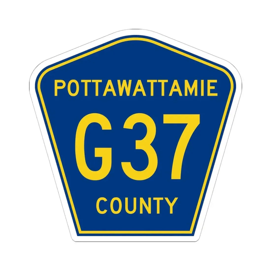 Pottawattamie County Route G37 IA (Iowa) (Road Sign) STICKER Vinyl Kiss-Cut Decal 6 Inch White - The Sticker Space
